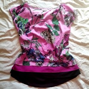 NY&C | Pink Floral High-low Blouse  | EUC